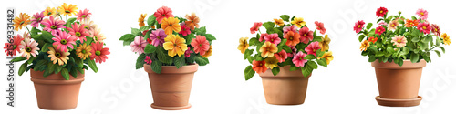 Wallpaper Mural Set of colorful potted flowers in clay pots isolated on transparent background

 Torontodigital.ca