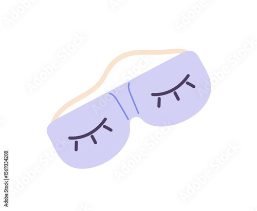 Cute sleep mask for resting. Sleepmask to cover eyes while bedtime, blindfold at night. Nightwear accessory to blind during dream, nap, slumber. Flat isolated vector illustration on white background