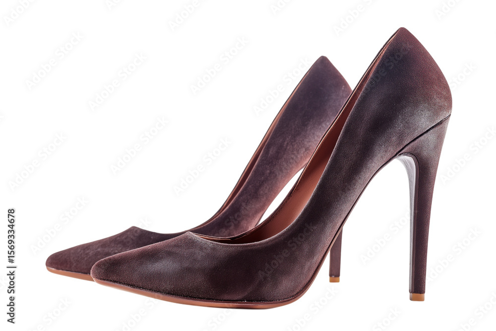 Stylish brown high heels isolated on white background Stylish brown high heels isolated on white background
