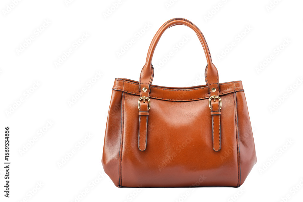 stylish brown leather handbag with classic design isolated on white background stylish brown leather handbag with classic design isolated on white background
