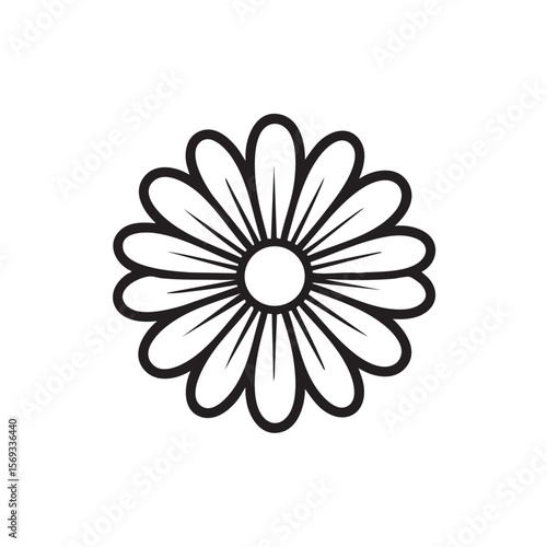 A simple outline drawing of a daisy flower.