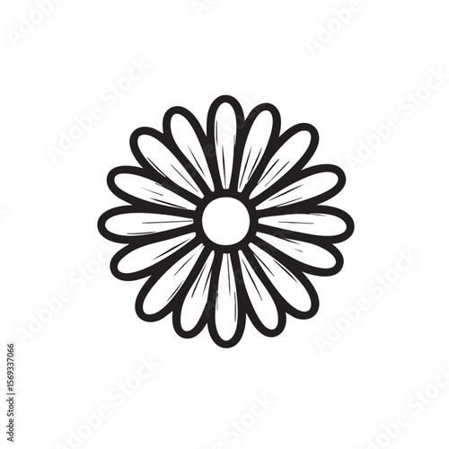 A minimalist line drawing of a daisy flower.