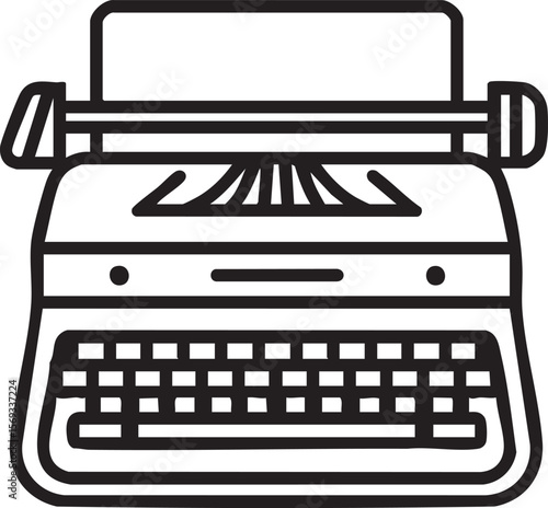 A minimalist line drawing of a vintage typewriter.