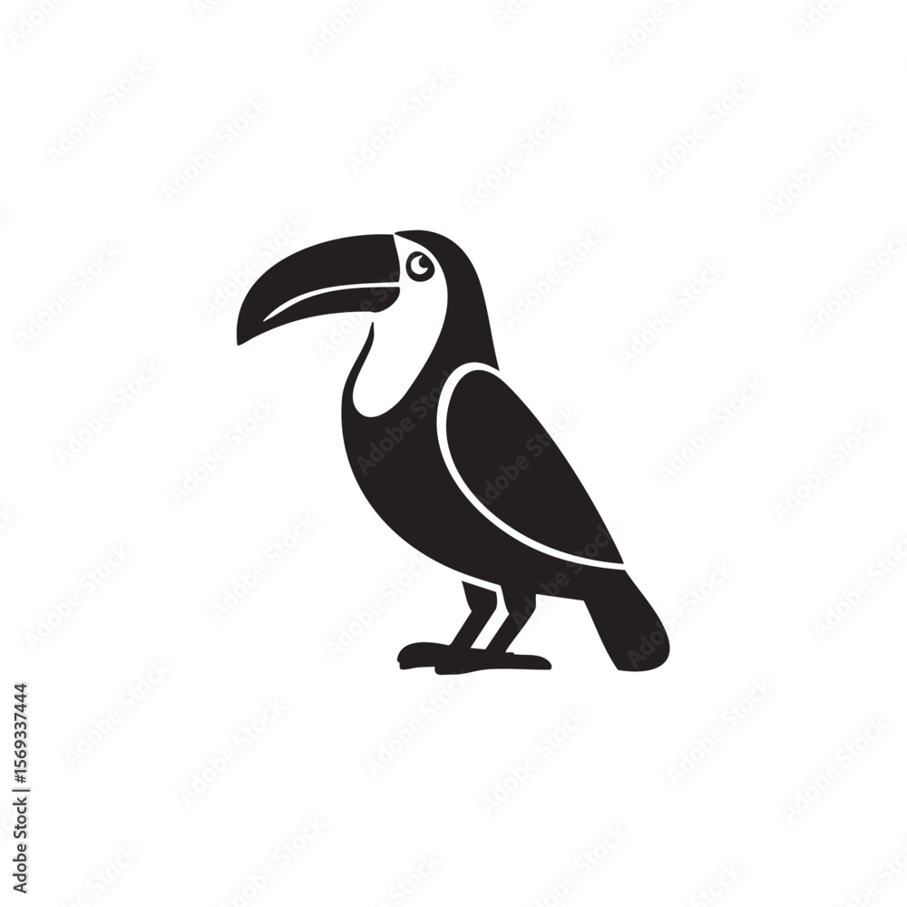 Naklejka premium A simple black silhouette of a toucan.