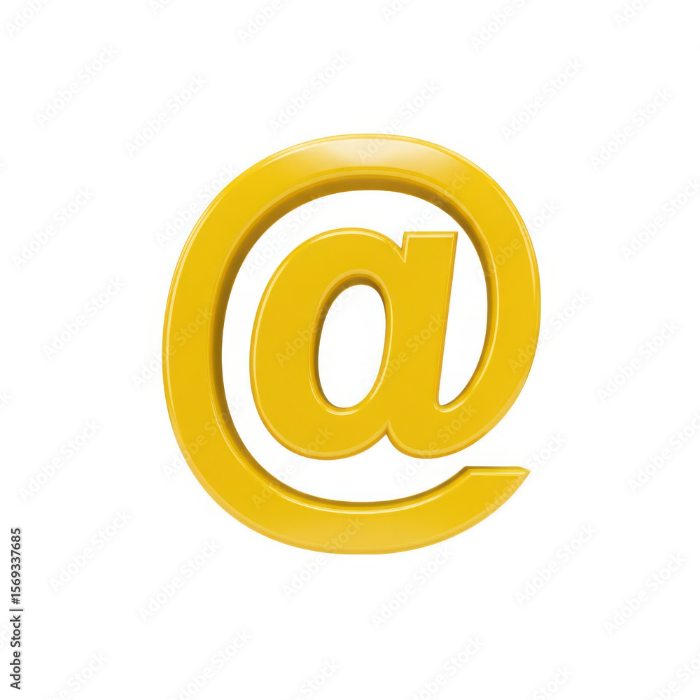 Glossy yellow at symbol isolated on transparent background Glossy yellow at symbol isolated on transparent background