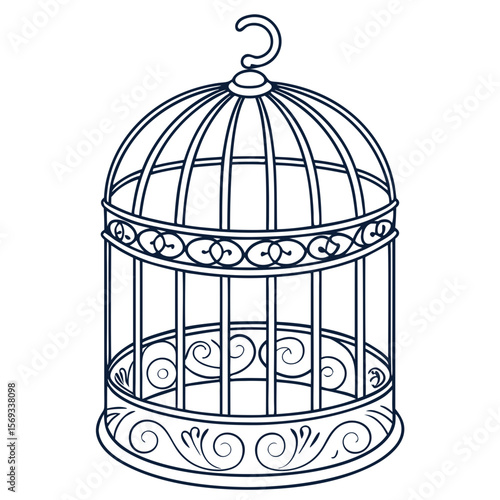 vintage birdcage with bird