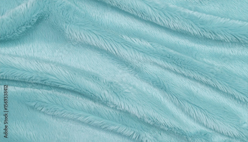 Turquoise Soft Fur Texture. Wrinkle Surface. Background. Wallpaper.