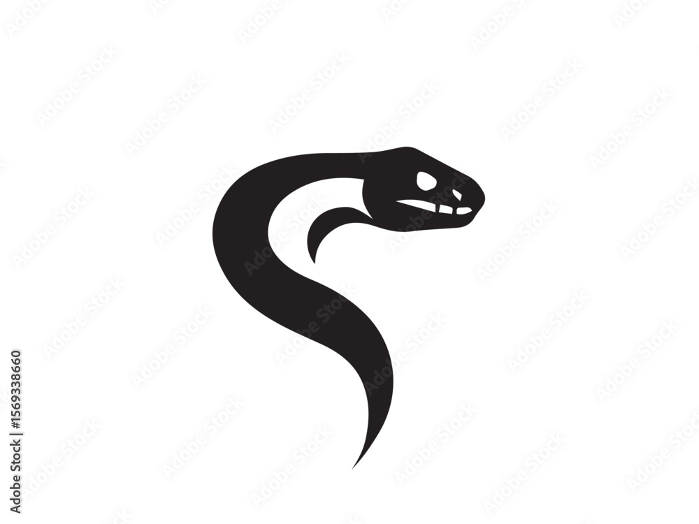 Fototapeta premium Black Snake Silhouette. Snake icon. Snake logo. Black snake silhouette isolated on white background. Vector illustration. 