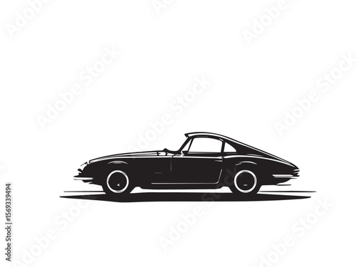 Classic Vintage Style Car Silhouette with a Retro Design Look. Stylized Illustration of a Classic Vintage Car.