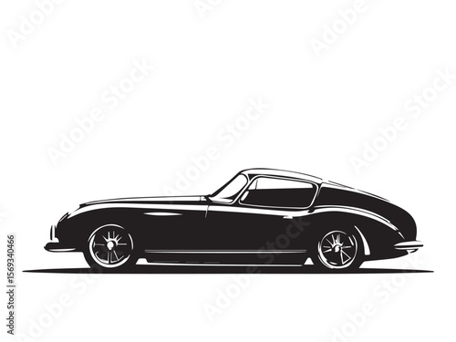 Classic Vintage Style Car Silhouette with a Retro Design Look. Stylized Illustration of a Classic Vintage Car.