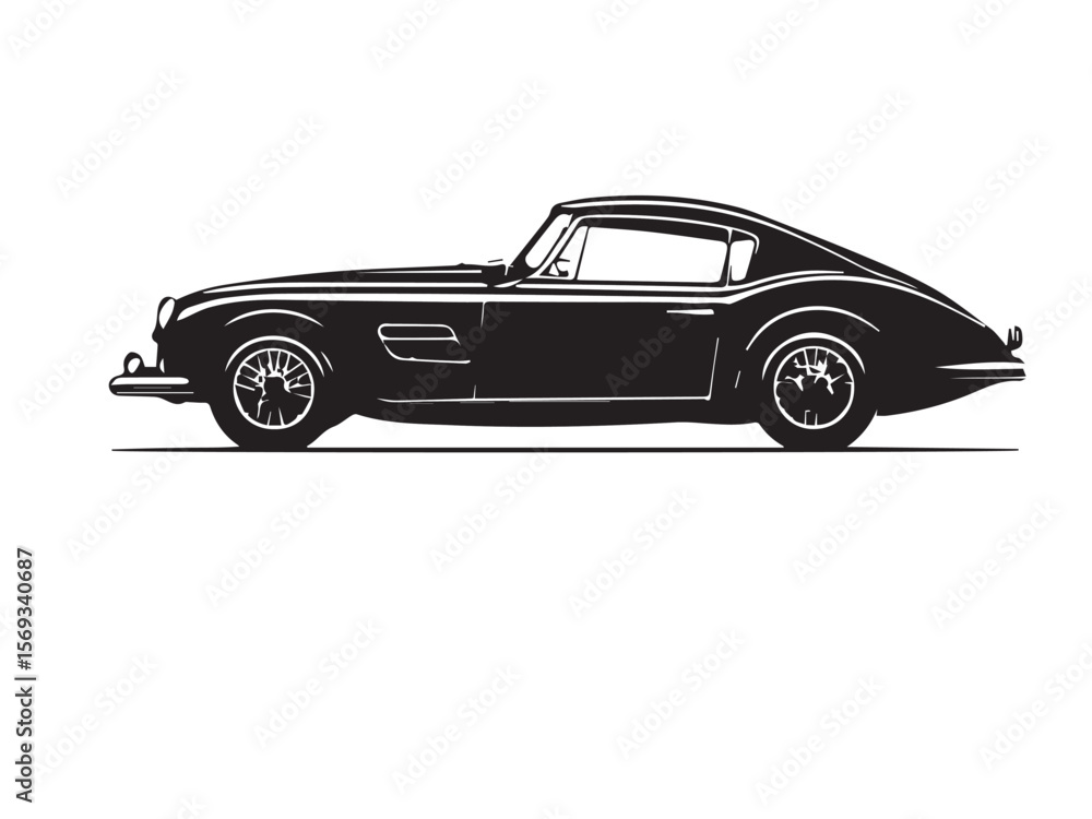 Obraz premium Classic Vintage Style Car Silhouette with a Retro Design Look. Stylized Illustration of a Classic Vintage Car.