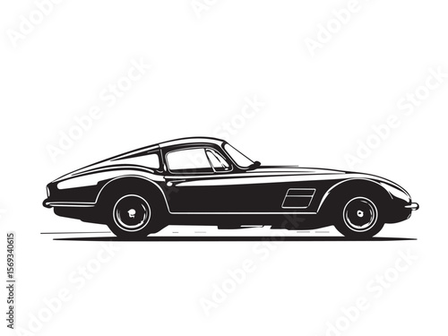 Classic Vintage Style Car Silhouette with a Retro Design Look. Stylized Illustration of a Classic Vintage Car.
