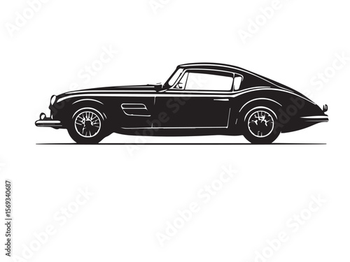 Classic Vintage Style Car Silhouette with a Retro Design Look. Stylized Illustration of a Classic Vintage Car.