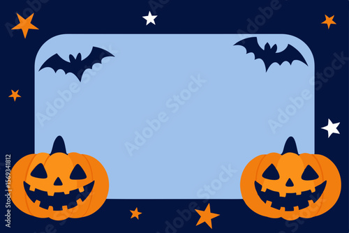 Spooky Halloween Frame Jack-o'-lanterns, Bats, and Stars Design