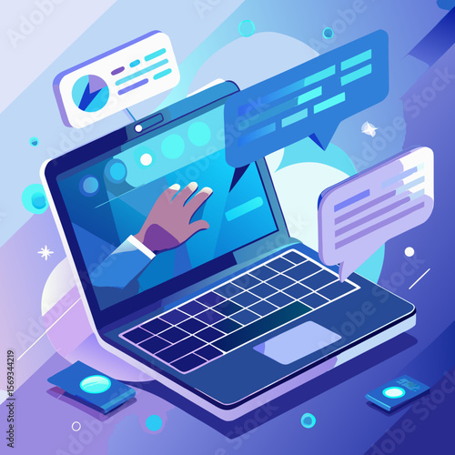 Laptop interaction with digital data technology