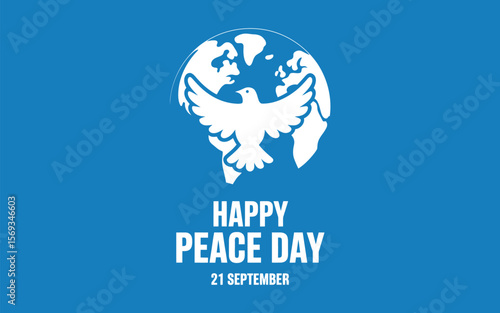 Happy international peace day september celebration world unity dove symbol graphic design vector illustration