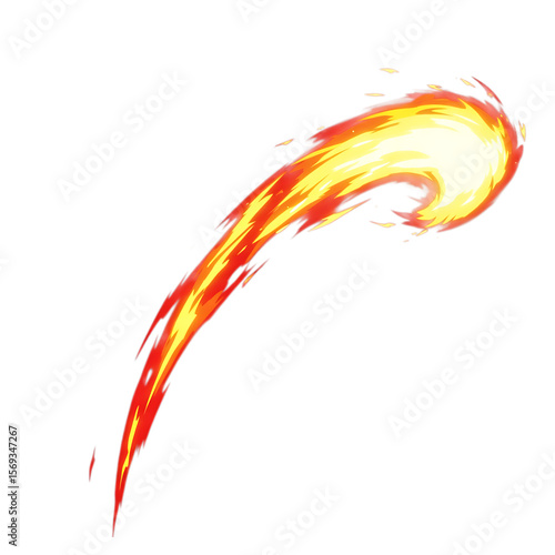 fire slash effect on transparent background	
