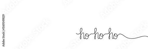Ho-ho-ho text, vector, black line drawing, minimalistic, single line, simple line, isolated, transparent background 