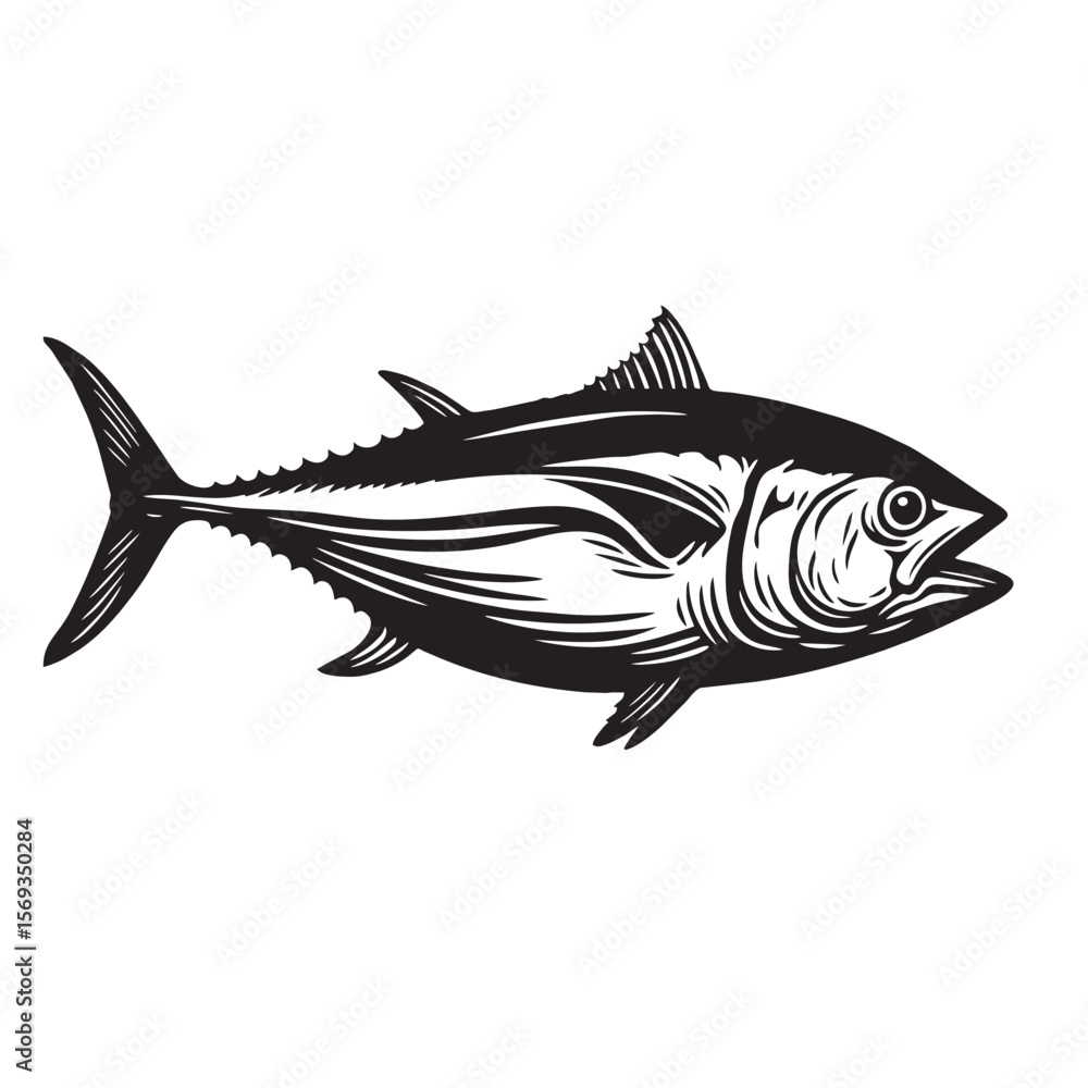 Fototapeta premium silhouette photo of tuna fish on a white background
