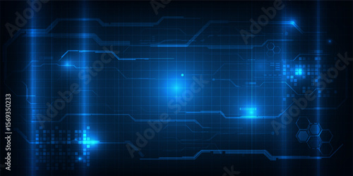 Abstract futuristic digital technology background and digital circuit communications for hi tech advertising and game artwork.	