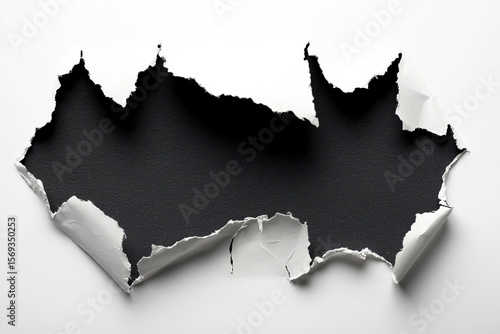 Torn paper revealing black background with jagged edges