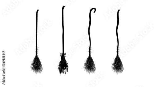 The Besom symbol ,  black isolated silhouette