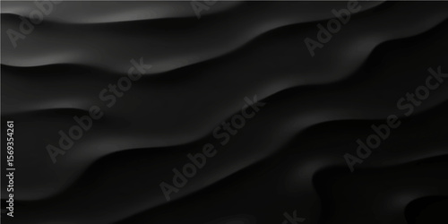 Sleek black wave abstract background with fluid folds and subtle gradient texture in premium design