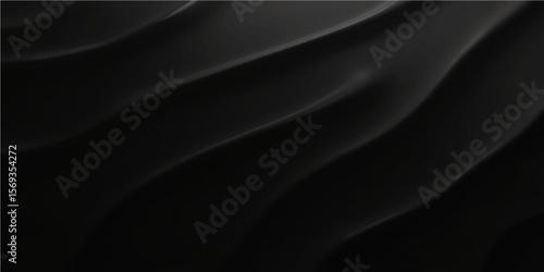 Intense black silky wave background with smooth organic curves and luxurious abstract flow for high-end visuals
