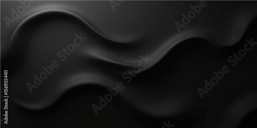 Dark elegant wave background with silky layers and deep shadow texture for premium design projects