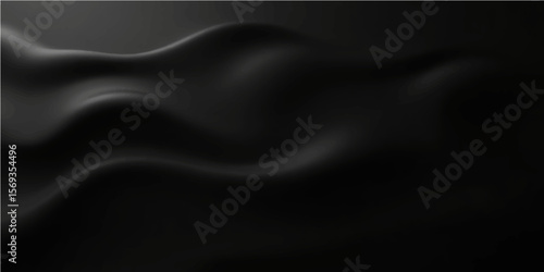 Smooth black flowing wave abstract background with subtle gradient folds and elegant texture for digital graphics