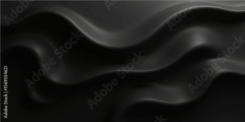 Refined black silky wave background with smooth gradient folds and polished abstract flow for premium design