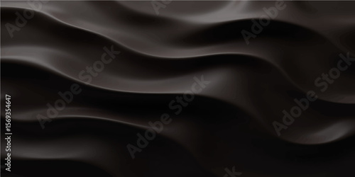 Dark chocolate abstract wave background with silky curves and rich shadow gradient for high-end visuals