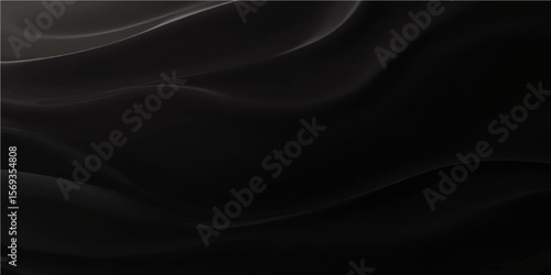 Premium black abstract wave background with smooth folds and deep shadow texture for luxury branding