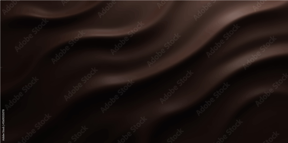 Obraz premium Dark brown flowing wave abstract background with smooth silky texture in rich luxurious tone
