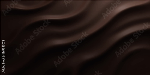 Dark brown flowing wave abstract background with smooth silky texture in rich luxurious tone