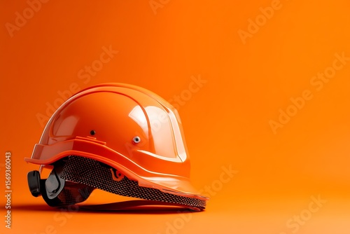 Orange Hard Hat Safety Helmet on Orange Background