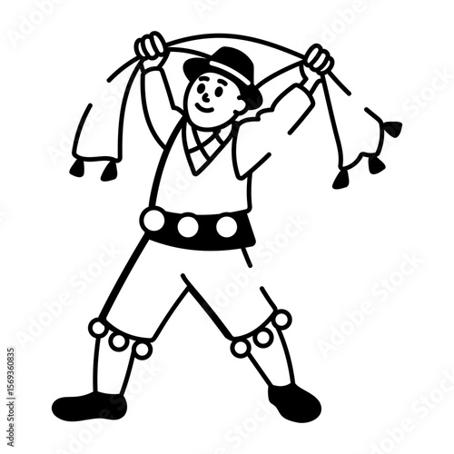 A doodle style icon showing morris dancer
