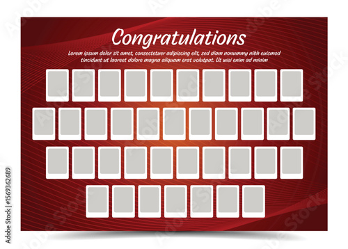 A modern red-themed photo collage template with 40 photo frames