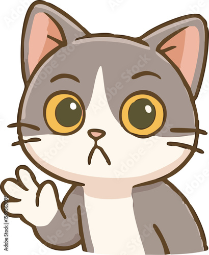 Chibi Cat Sticker – Hello Waving Cute Cat