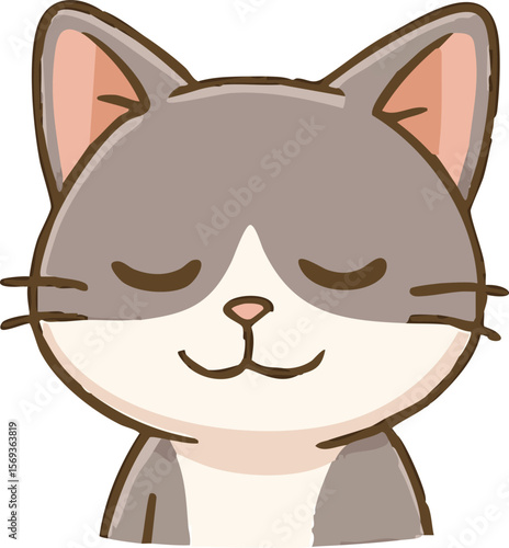 Chibi Cat Sticker – Peaceful Calm Closed Eyes