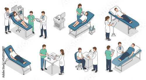 Medical consultation and examination vector illustration for healthcare design and educational materials