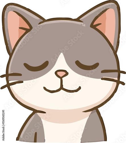 Chibi Cat Sticker – Satisfied and Relaxed Pose