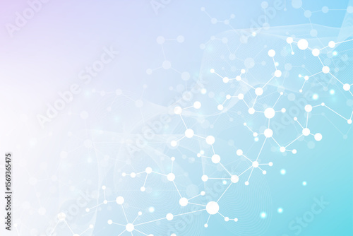 Molecular structure DNA, atom, neurons. Science concept for your design. Connected lines with dots. Medical, technology, chemistry, science background. Vector illustration