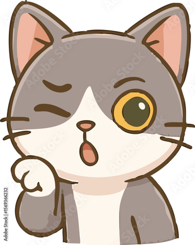 Chibi Cat Sticker – Surprised Expression with Open Mouth