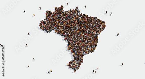 People forming map of brazil vector illustration for geographic and social concepts