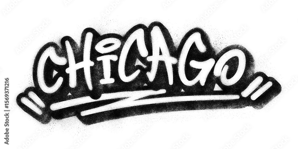 Fototapeta premium ‘Chicago’ written in graffiti spray paint block lettering isolated on transparent background