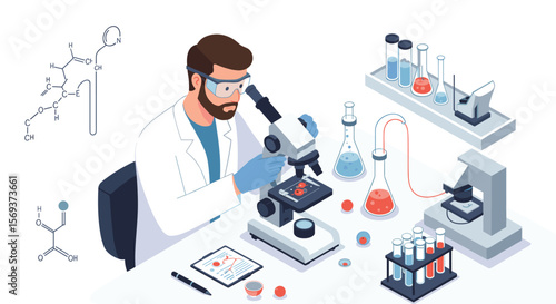 Scientific research laboratory vector illustration for educational and scientific use in modern flat style
