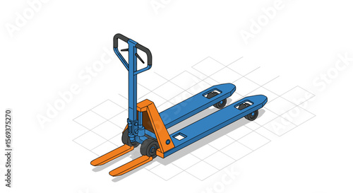 Hand pallet jack vector illustration in isometric style for warehouse and logistics design