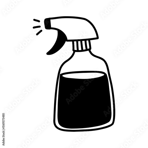 An illustration of monochrome garden pulverizer in the style of flat doodle design. An isolated object. Ideal for use in gardening, agronomy and environmental projects. Suitable for websites and blogs