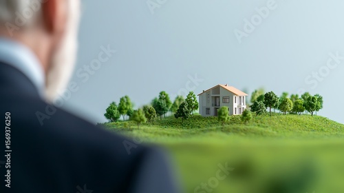 Real Estate Vision, Miniature Home on Green Hill
